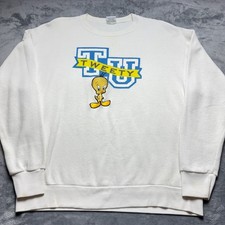 Vintage 1993 Looney Tunes Sweatshirt Mens Large White Tweety Bird Cozy Outerwear