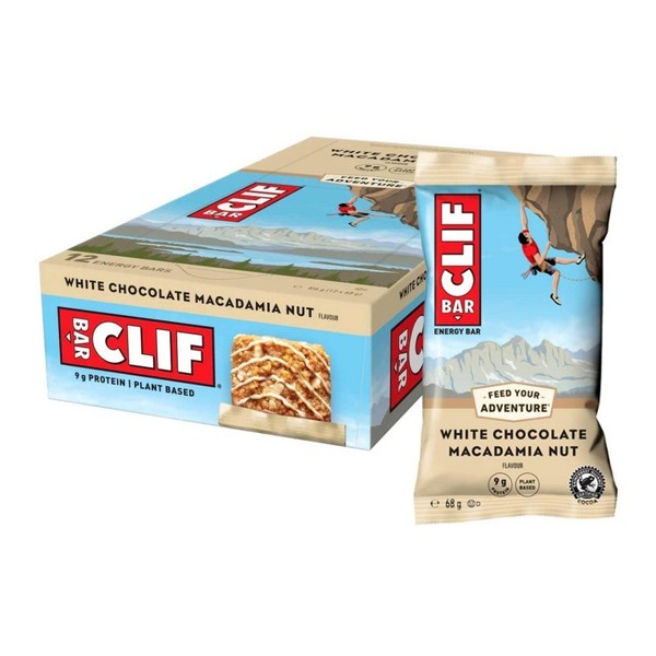 CLIF Caja de 12 Barritas Energéticas Saboreadas con Chocolate Blanco y Nueces de Macadamia