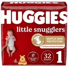Huggies Little Snugglers Size 1 Diapers 8-14 lbs Leak Protection 32 Count
