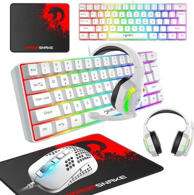 Gaming Tastatur und Maus Set - 60% kabelgebunden Kompakt Mini 61 Tasten mit 11 RGB Backl