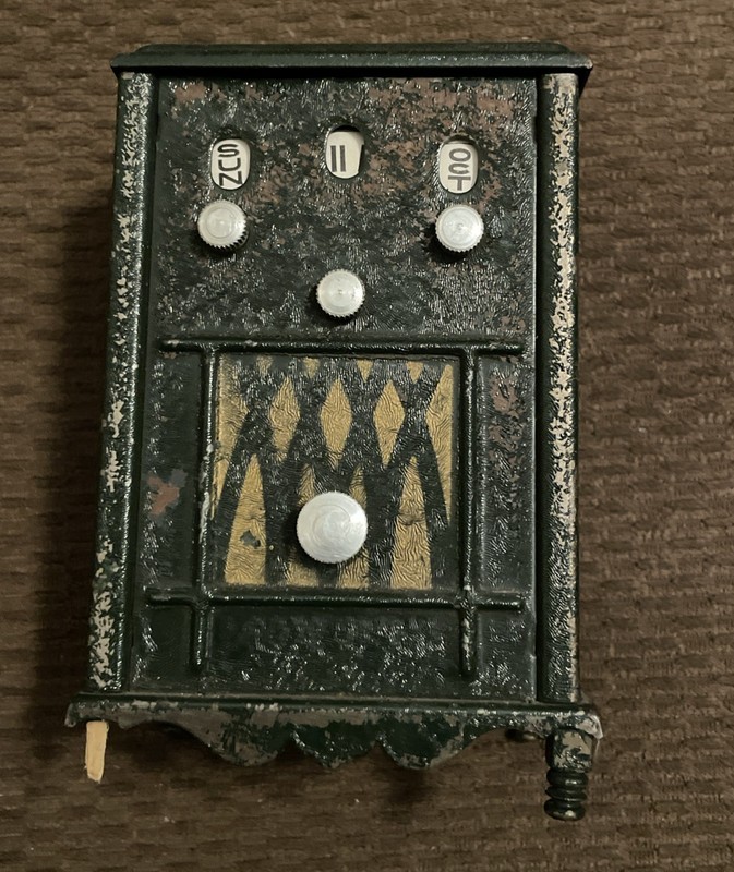 Vintage Cast Iron Cigarette Dispenser/Calendar