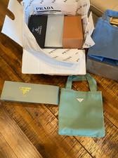 Authentic Prada Beauty Mini Canvas Tote Lunch Bag Green 2025 Novelty Boxed New