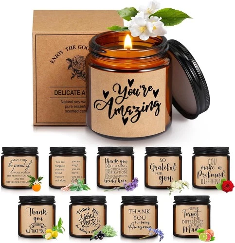 Thanksgiving 10 Jars Thank You Candles, Amber, Pretty, Lovely - product listing photo
