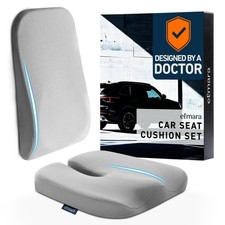 Elmara Car Seat Cushion  Back Support   Driver Pillow for Comfort Gray