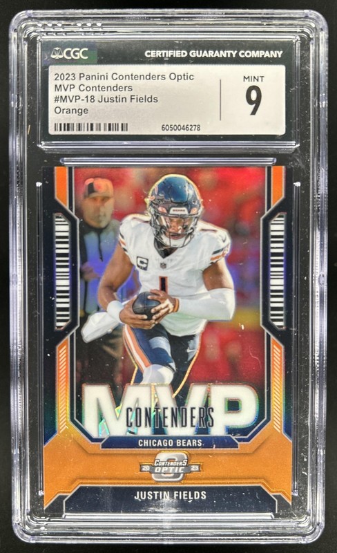 2023 Panini Contenders Optic Justin Fields MVP Orange #/50 Bears CGC 9 MINT