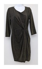 Tu Womens Black Gold Metallic Dress Size 10 36 Inch Length Polyamide Blend Turke