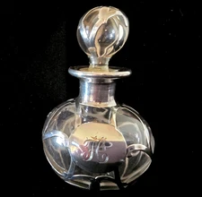 Antique Vintage Art Nouveau Perfume Bottle Silver Overlay .999 Fine  LOVELY!