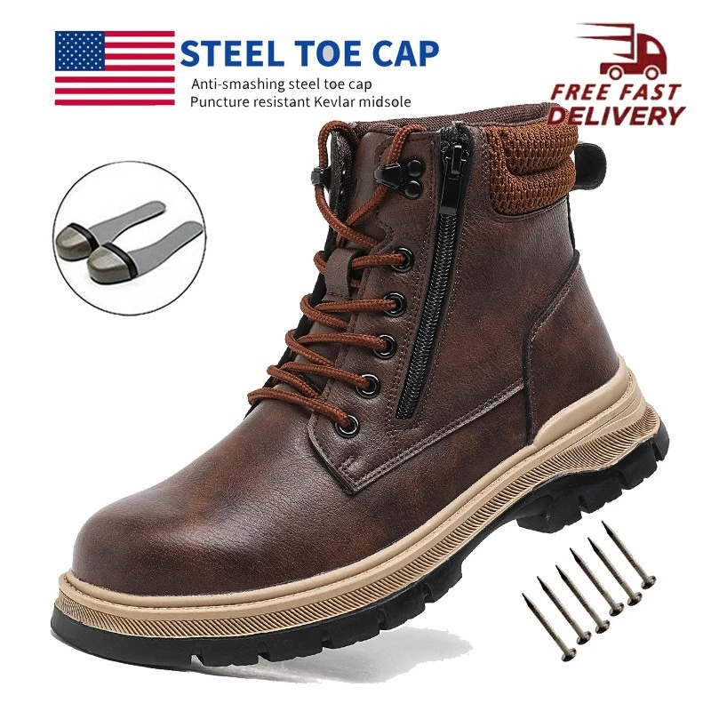 Work Boots Mens Waterproof Safety Shoes Steel Toe Botas De Trabajo Para Hombre
