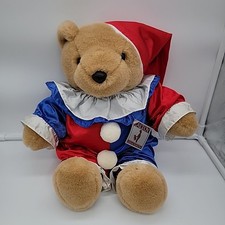 Vintage Caltoy Ruffles The Bear Plush Clown Soft 16  Red Blue Satin Costume