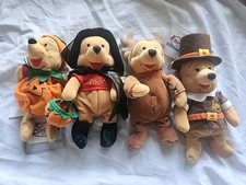 Lot Of 4 The Disney Store Bean Bag Winnie The Pooh Plush Thanksgiving Halloween