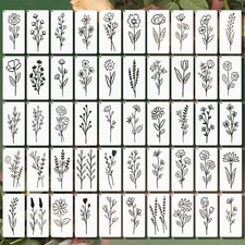 Botanical Flower Stencils for Crafts - 50pcs Mini Wildflower Paint Stencils