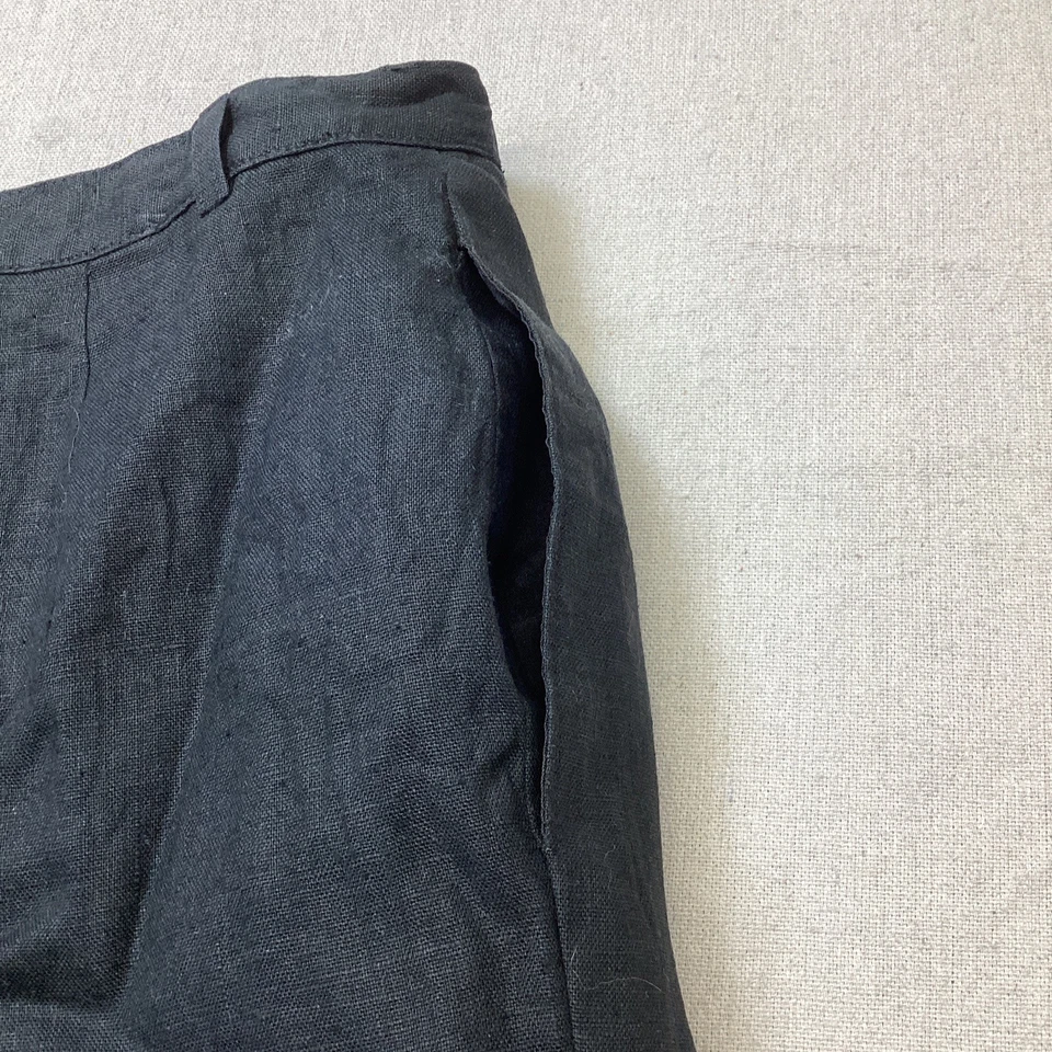 Pantalones vintage David N. para mujer 16 100 % lino negro plisado pierna cónica Foto 4 de 4