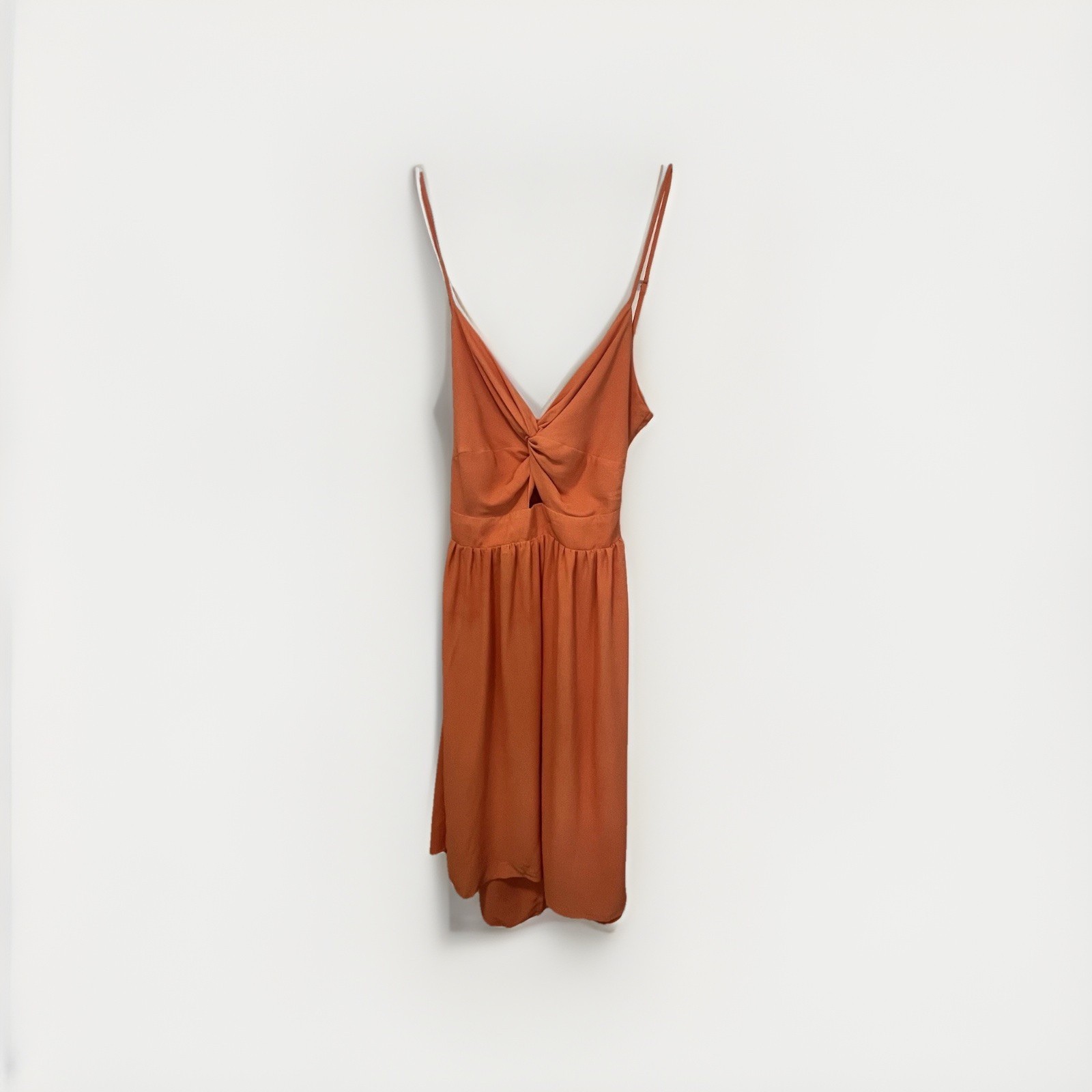 Cupshe Orange Sleeveless Tie Front Cut Out Midi Sundress V-Neck Size S