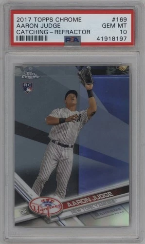 2017 Topps Chrome Aaron Judge Catching Refractor PSA 10 Yankees RC
