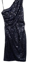Calvin Klein Womens Sequin One-shoulder Cocktail Party Dress 2 Black