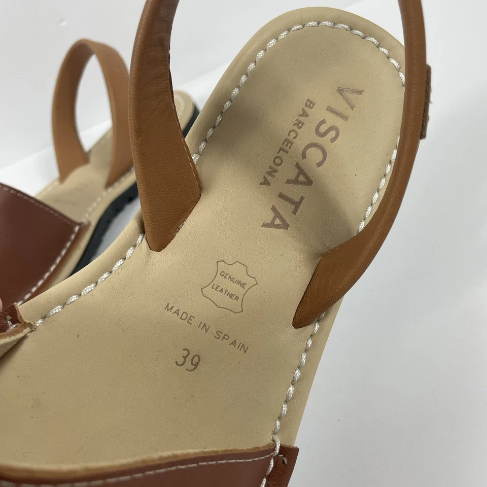 Viscata Barcelona Open Toe Menorquina Sandals Leather Brown Womens 39 - Image 4 of 4
