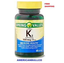 Spring Valley Vitamin K2 100mcg Softgels, 60 Ct – Bone Health Support
