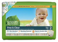 Seventh Generation Free & Clear Unbleached Diapers - Size 2 - 36 Ct, New, Free S Seventh Generation Free & Clear Unbleached Diapers - Size 2 - 36 Ct, New, Free S