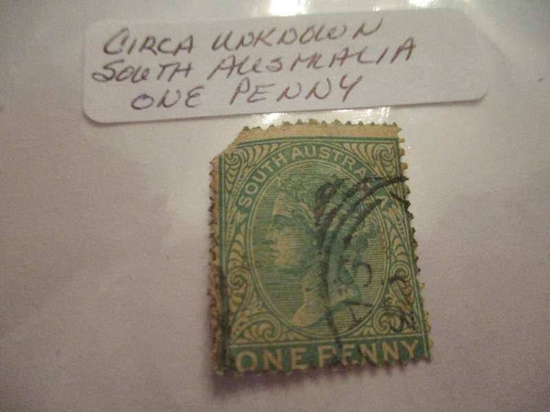 One Circa Unknown South Australia Postage Stamp -  One Penny Denomination