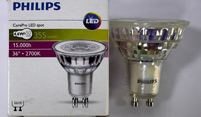 2x 4,6W (=50W) LED GU10 Philips CorePro Reflektor Spot Glühbirne 6500K Tageslicht