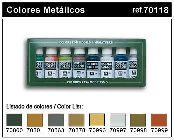 Vallejo 70118 METALLIC COLORS Set 8 Couleurs 17 ml - Photo 2/2