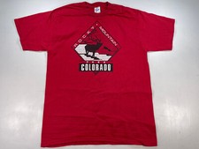 Vintage Elk Rocky Mountain Park Jerzees Medium Shirt USA Made Red Single Stitch