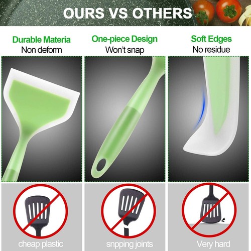 2 Pcs Silicone Pancakes Shovel Wide Spatula Turner Nonstick Fried Fish Spatula - Picture 8 of 12