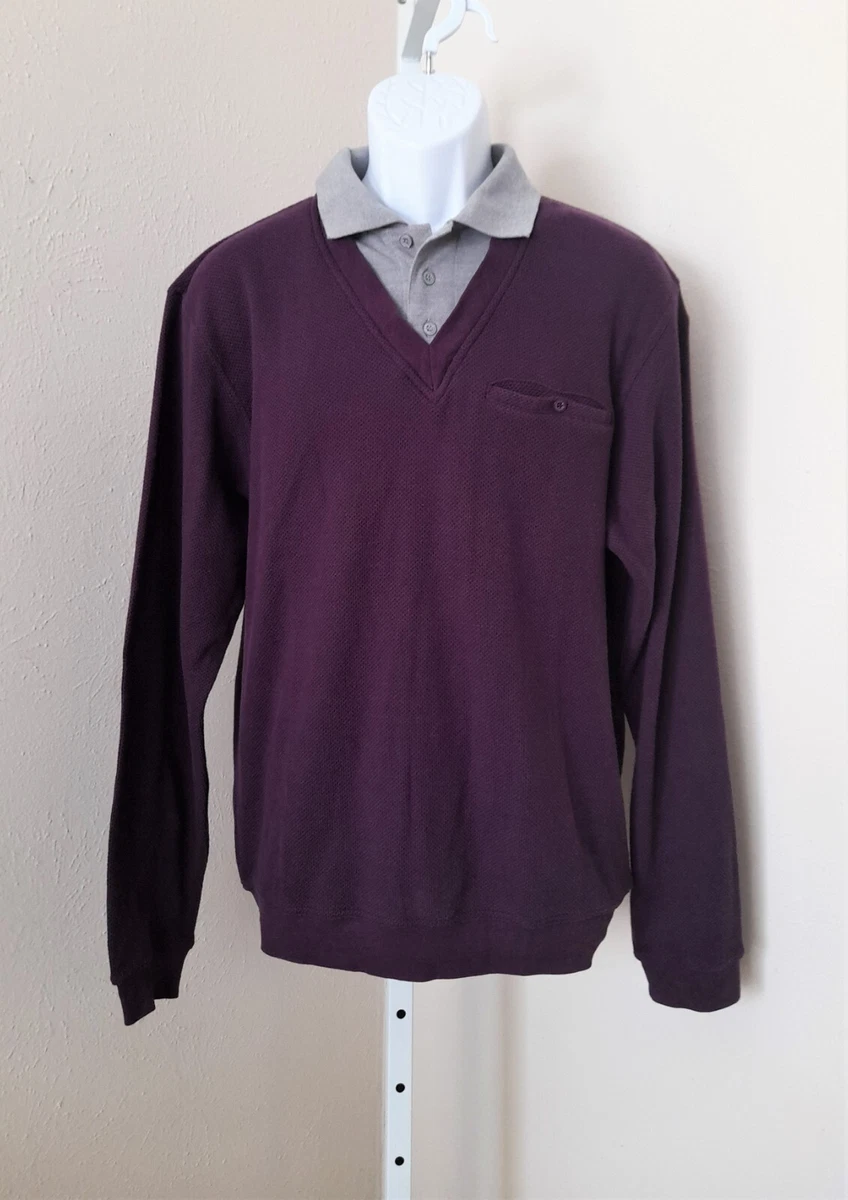 Layered look top sweater with collar