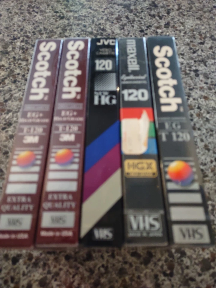 Nuevo Sellado Scotch JVC Maxwell Videocassette en Blanco Lote de 5 Cinta VCR Premium Foto 4 de 4