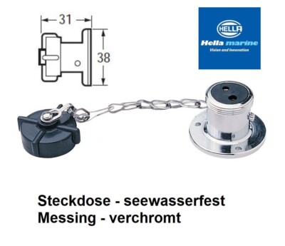 Hella Marine Steckdose 2-polig Messing verchromt 12V 22A Mit Schraubklemmen