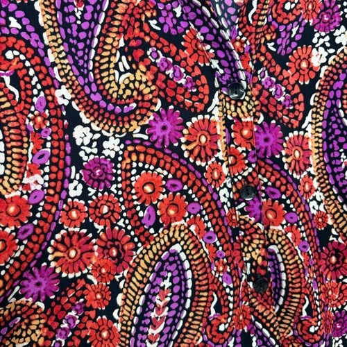 Catherines Abstract Paisley Print Shirt Top Size 4X 30/32W Button Up Lightweight - Picture 3 of 6