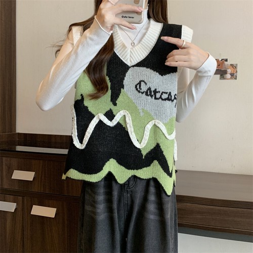 Women Casual V Neck Sweater Jersey Tank Top Sweaters Vest Large