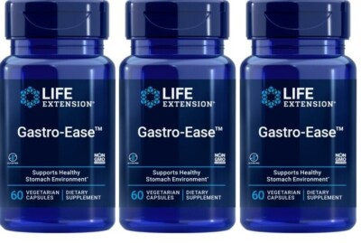 Life Extension Gastro-Ease, 3X60Caps PepZinGI zinc L-carnosine/Pylopass