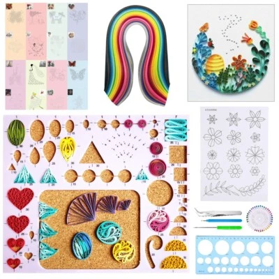 16PCS Handmade Starter Quilling Paper Kits Cork DIY Craft Workboard Slotted Tool