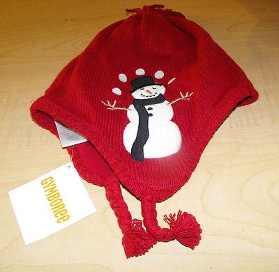 NWOT GYMBOREE SNOW CHILLIN' RED SNOWMAN PULL ON HAT 0-12 MO