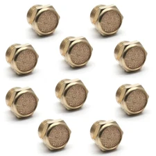 10Pcs Brass Sintered Bronze Breather Vent Flat Pneumatic Muffler Filter 1/8" NPT