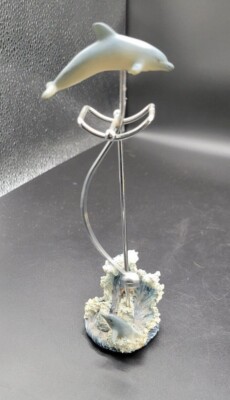 Dolphin Pendulum Coral Reef and Wave Base w/a Dolphin in Water. Resin and Metal 