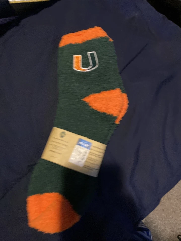 MIAMI HURRICANES зеленый и оранжевый пушистый носки унисекс новый с Ярлыками - Изображение 2 из 2