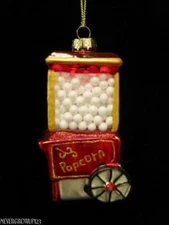 BLOWN GLASS POPCORN CART~OLD FASHIONED POPPER CHRISTMAS ORNAMENT~NWT