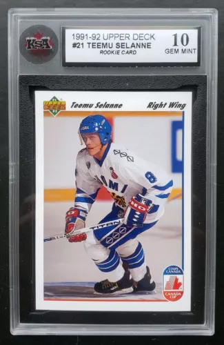 1991-92 Upper Deck Teemu Selanne #21 ROOKIE Card KSA 10 GEM MINT