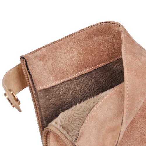 Women's Block Heel Round Square Toe Shoes Suede Fabric Ankle Boots AU Size 2~12 - Picture 4 of 30