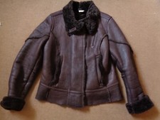 Timberland Leather Shearling Flying Jacket Uk 12