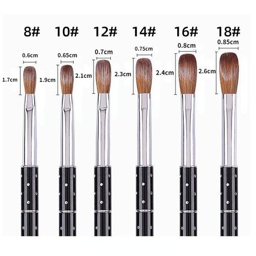 Kolinsky Acrylic Nail Brush 100 Size 818 Metal Handle Crimped Art