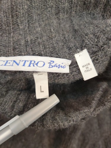 CENTRO Basic Hombres Talla Grande Henley Suéter Cable Tejido Mezcla de Lana Gris ITALIA - Imagen 4 de 7