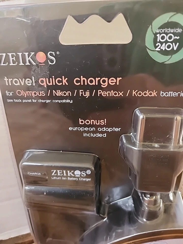 Cargador rápido de viaje Zeikos Fuji Nikon Olympus baterías adaptador europeo adicional Foto 3 de 4