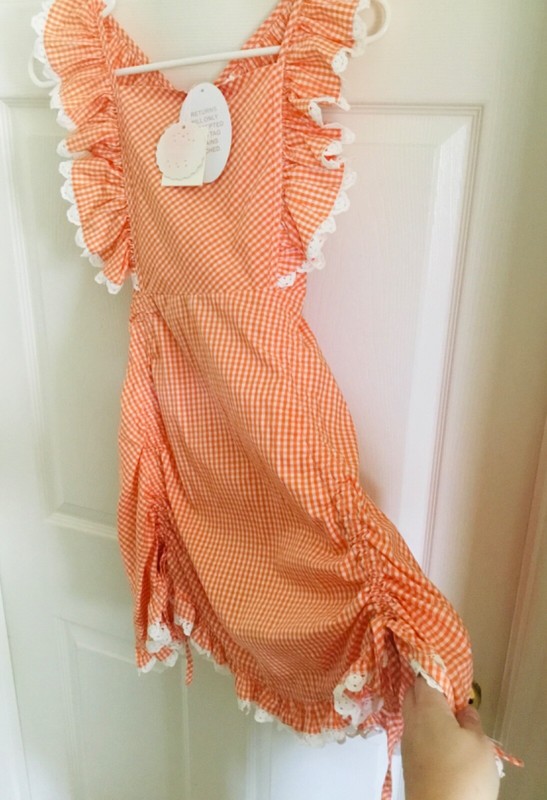 NWT with tags Dollcake orange & white ruffled checkered Suzanna dress size 10