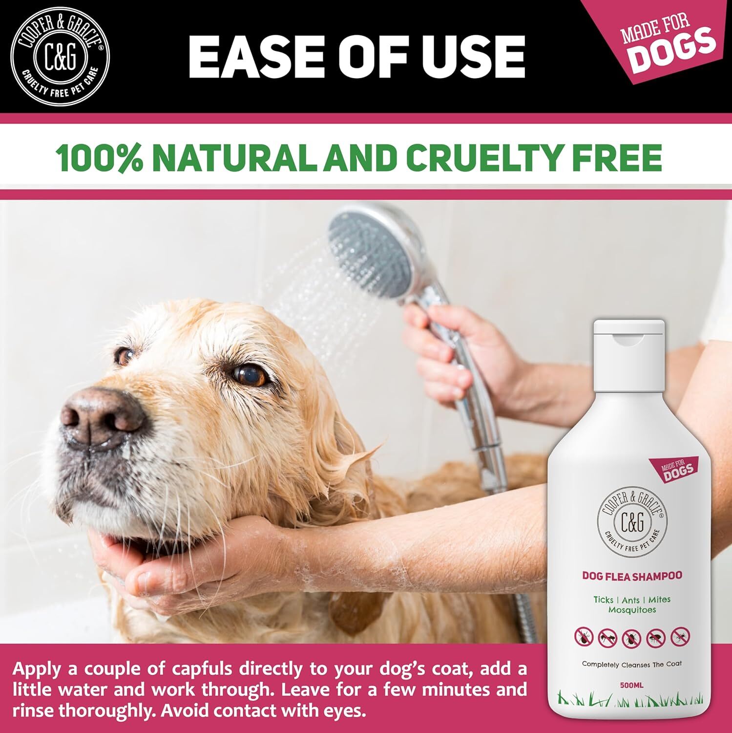 Cooper And Gracie C&G Cruelty free Pet Care Flea Shampoo For Dogs 500ml