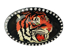 Belt Buckle Tiger Fits 40mm Belt Tiger King Bling Black Biker Western Cowboy