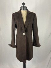 GIANFRANCO FERRE Studio Size 48 Brown Striped Long Blazer Jacket