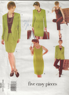 Vogue 1831 Five Easy Pieces Wardrobe Pattern UNCUT Jacket Dress Skirt Pants Top